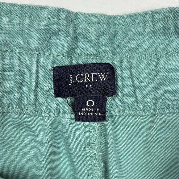 J. Crew Paperbag High Rise Elastic Waist Crop Wide Leg Twill Pants Green 0 - Picture 9 of 10